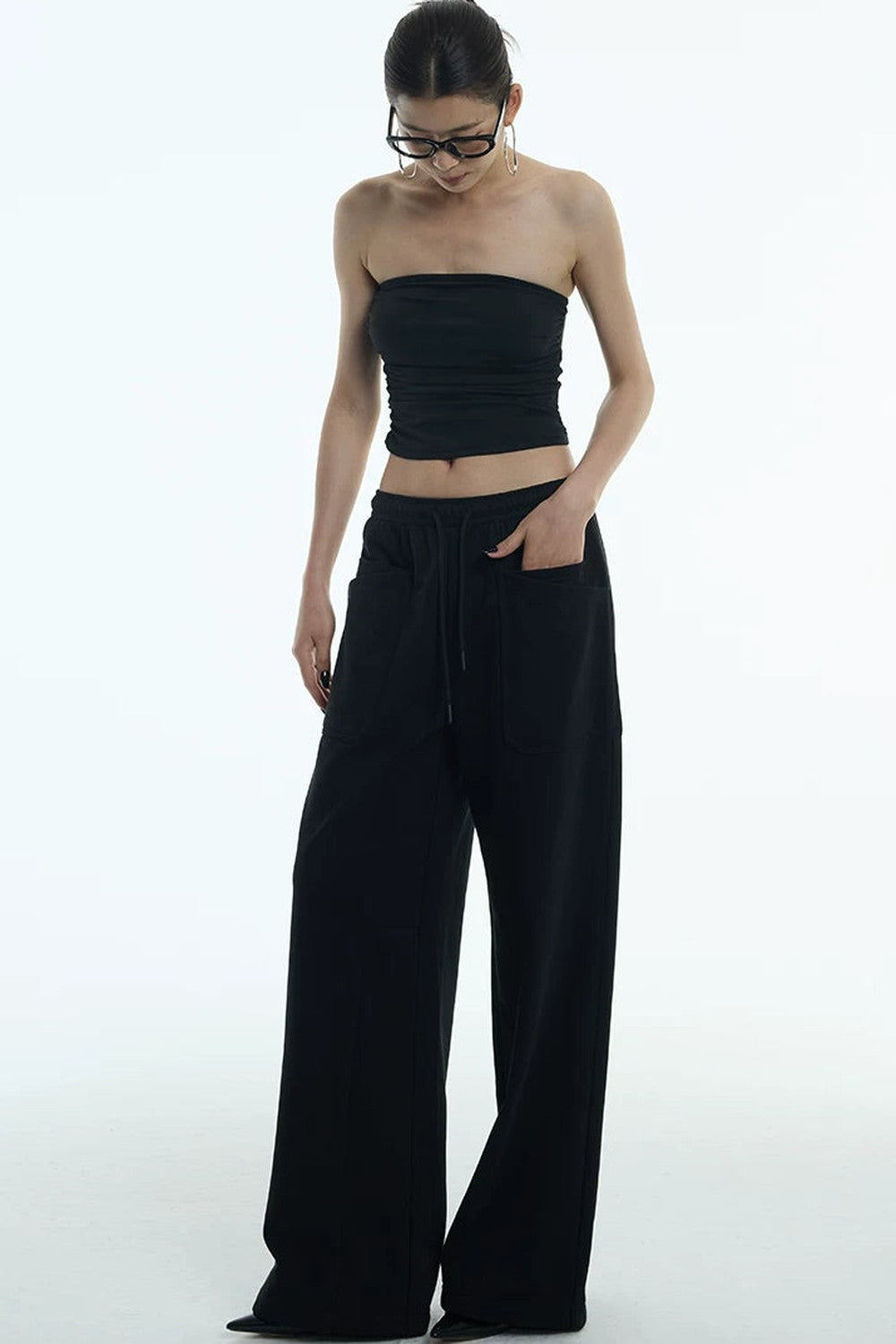 Double-Layer Wide-Leg Sweatpants