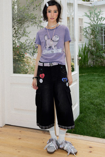 Distressed Cat Print T-Shirt