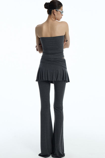 Faux Two-Piece Lyocell Flared Pants Set-Up