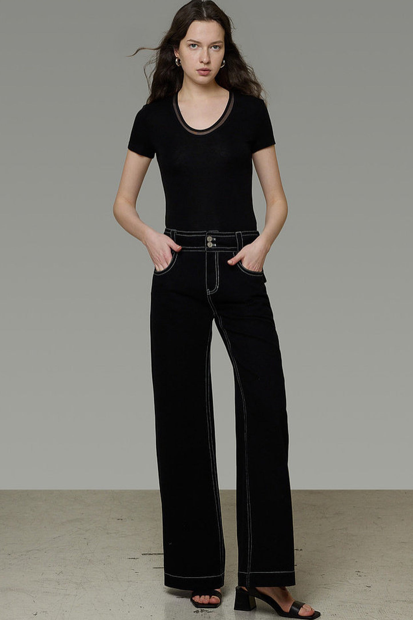 French Black High-Waisted Pants