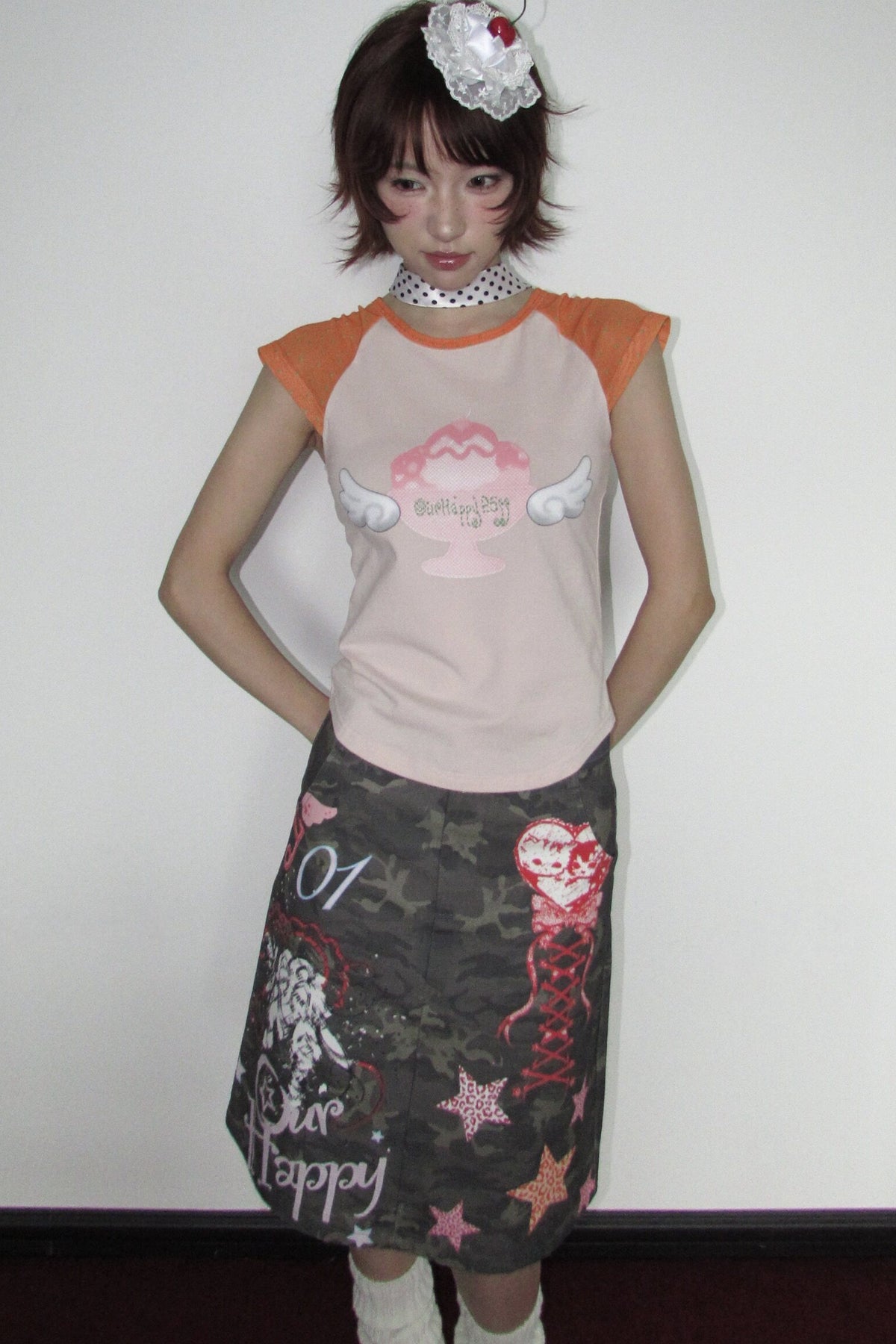 Graffiti Camouflage Midi Skirt