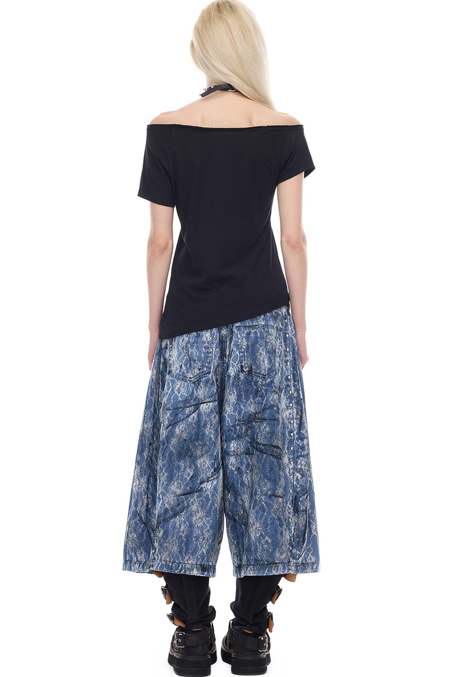 Asymmetrisches Oberteil mit Punk-Druck