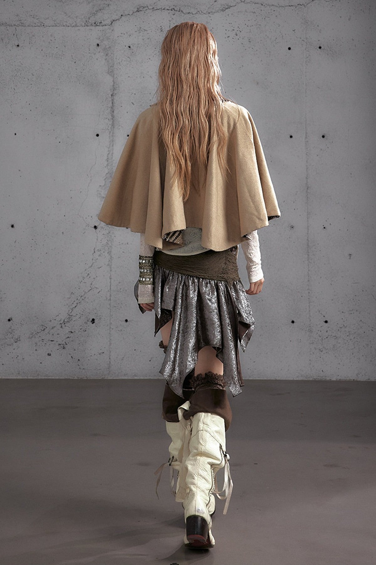 Reversible Wool Blend Plaid Cape