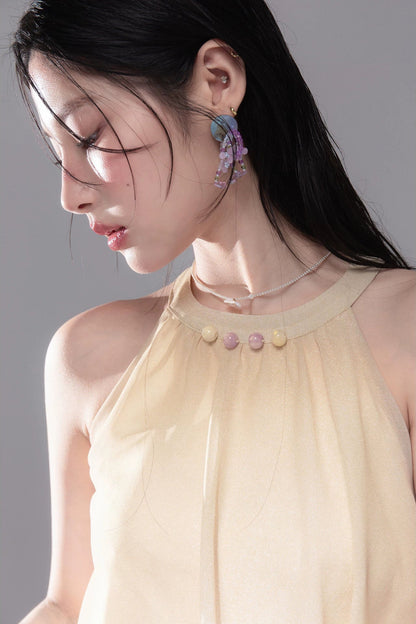 Gradient Sunset Halter Dress