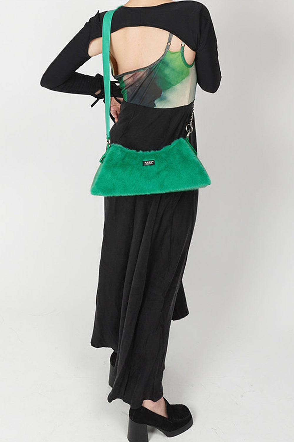Solid Color Fur Underarm Crossbody Shoulder Bag