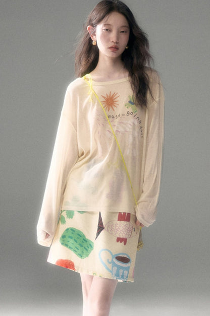 Fruit and Vegetable Print Skirt