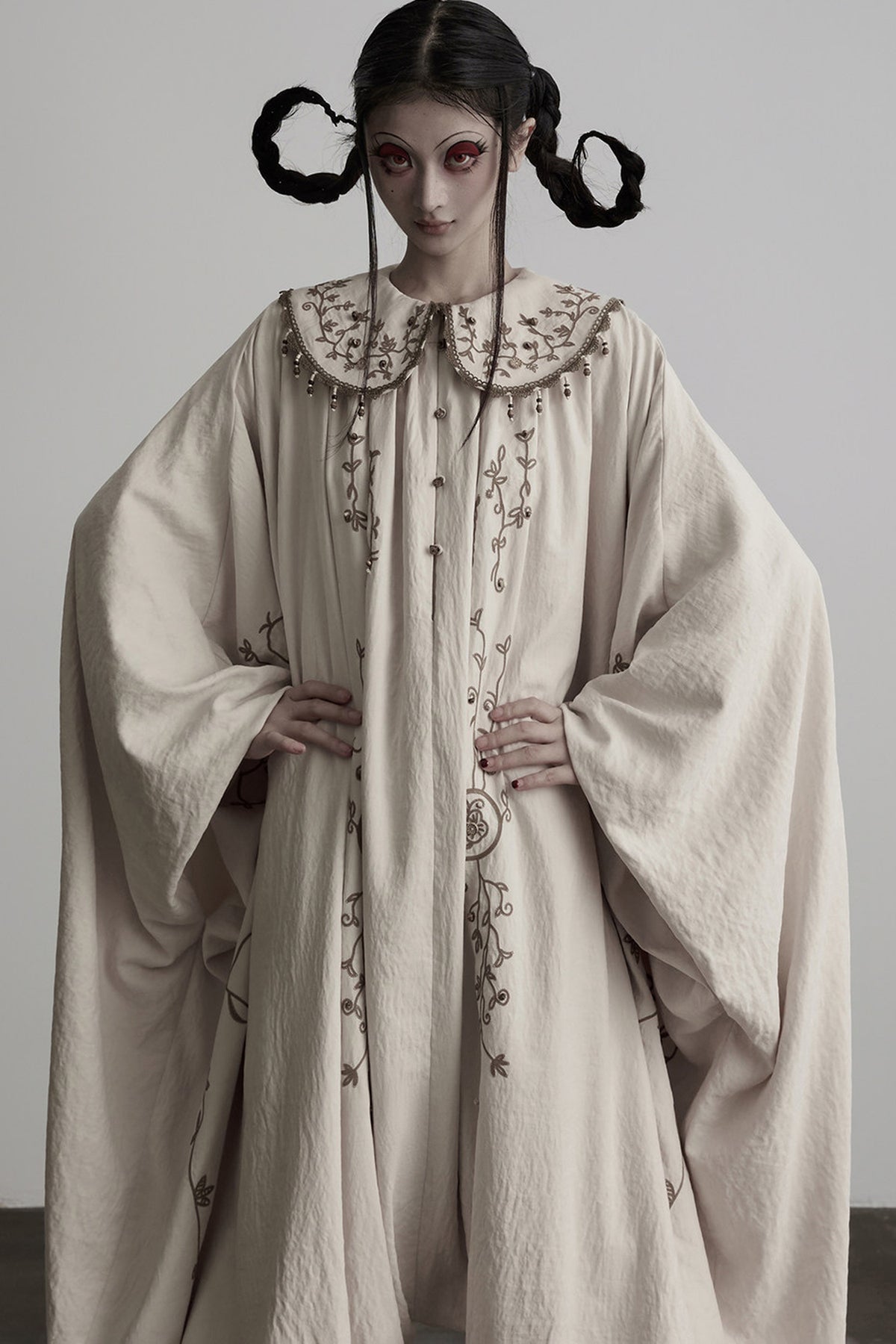 Heavy Embroidery Beading Batwing Jumpsuit