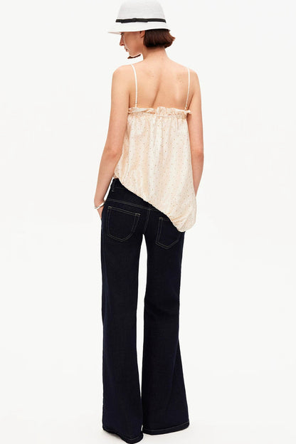 Acetate Polka Dot Ruffle Blouse