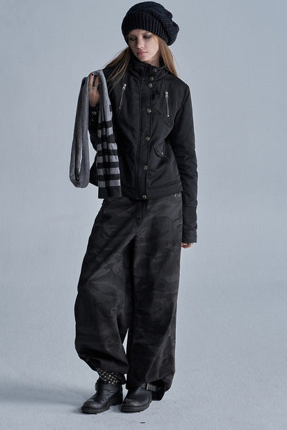 Zipper Quilted Nylon Jacket