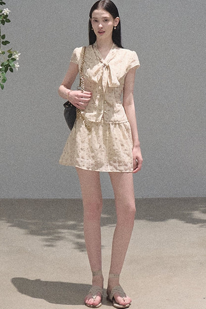 Horse Chestnut Floral Top and Skirt Set