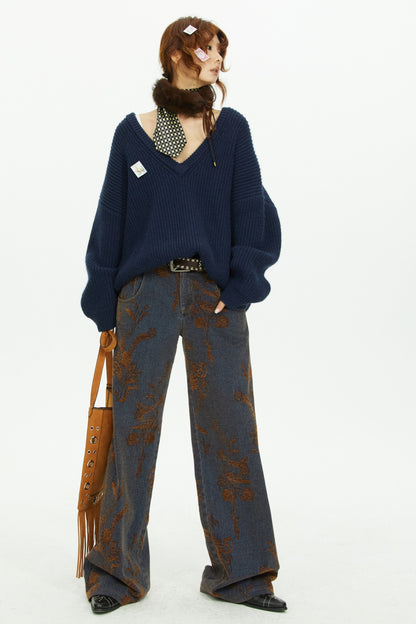 Floral Jacquard Jeans