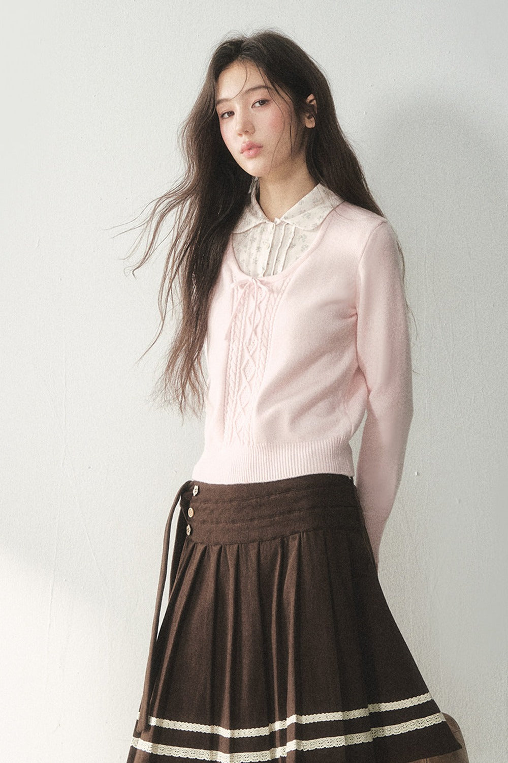 Retro Design Corduroy Pleated Skirt