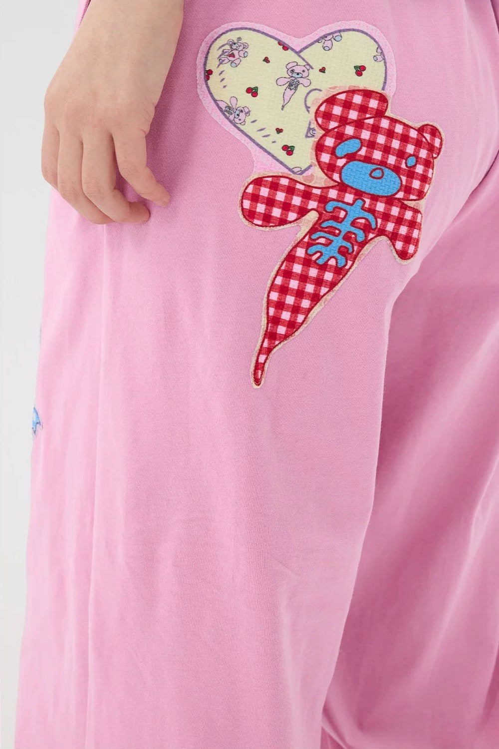 Pantalon de jogging rose à empiècements