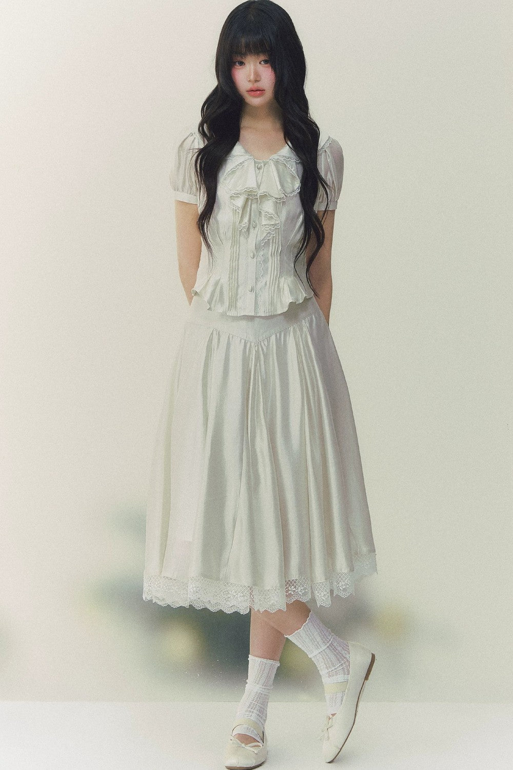 White Tulip Shirt Skirt Set-Up