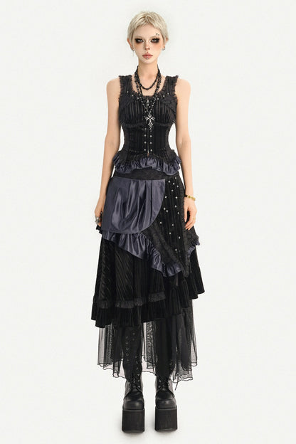 Black Lace Ruffle Camisole