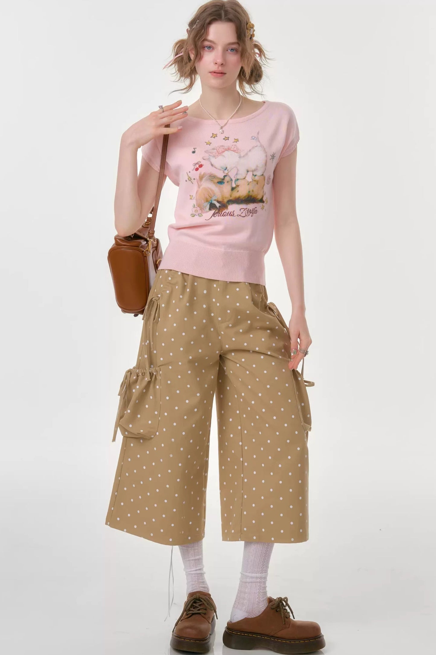 Retro Khaki Polka Dot Pants
