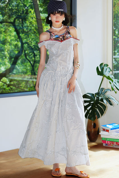 Vacation Polka Dot Embroidered Dress