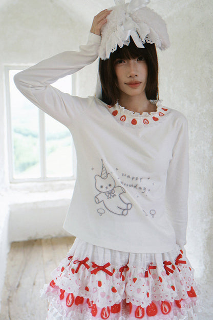 Strawberry Lace Collar Top