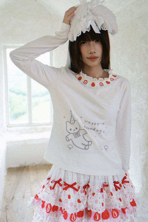Strawberry Lace Collar Top