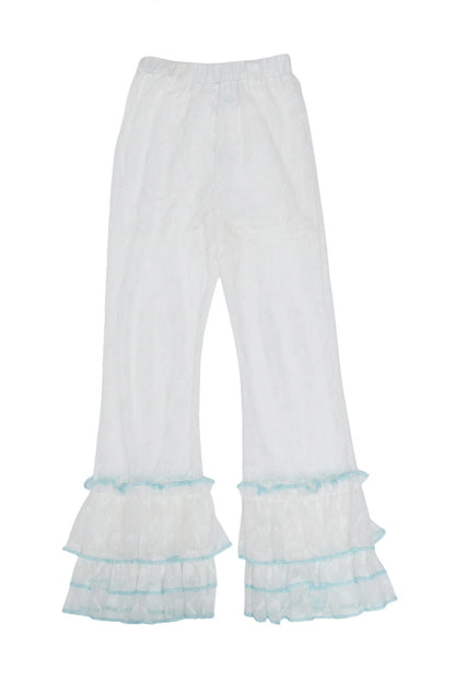 Lace Spliced Flared Pants