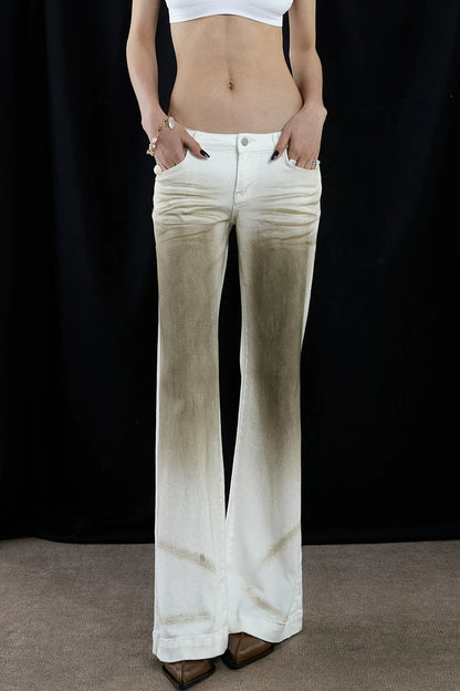 Distressed Gradient Low-Waist Jeans