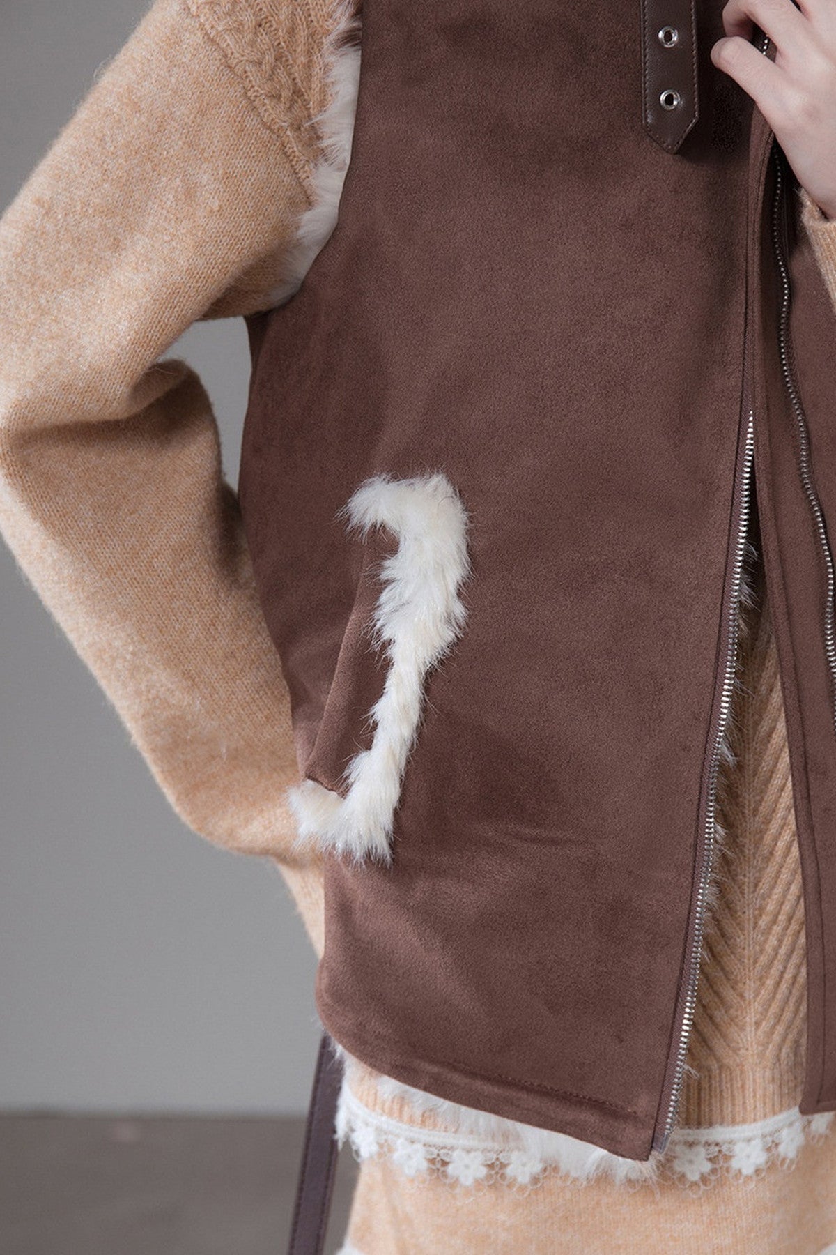 Reversible Little Cow Suede Drawstring Vest