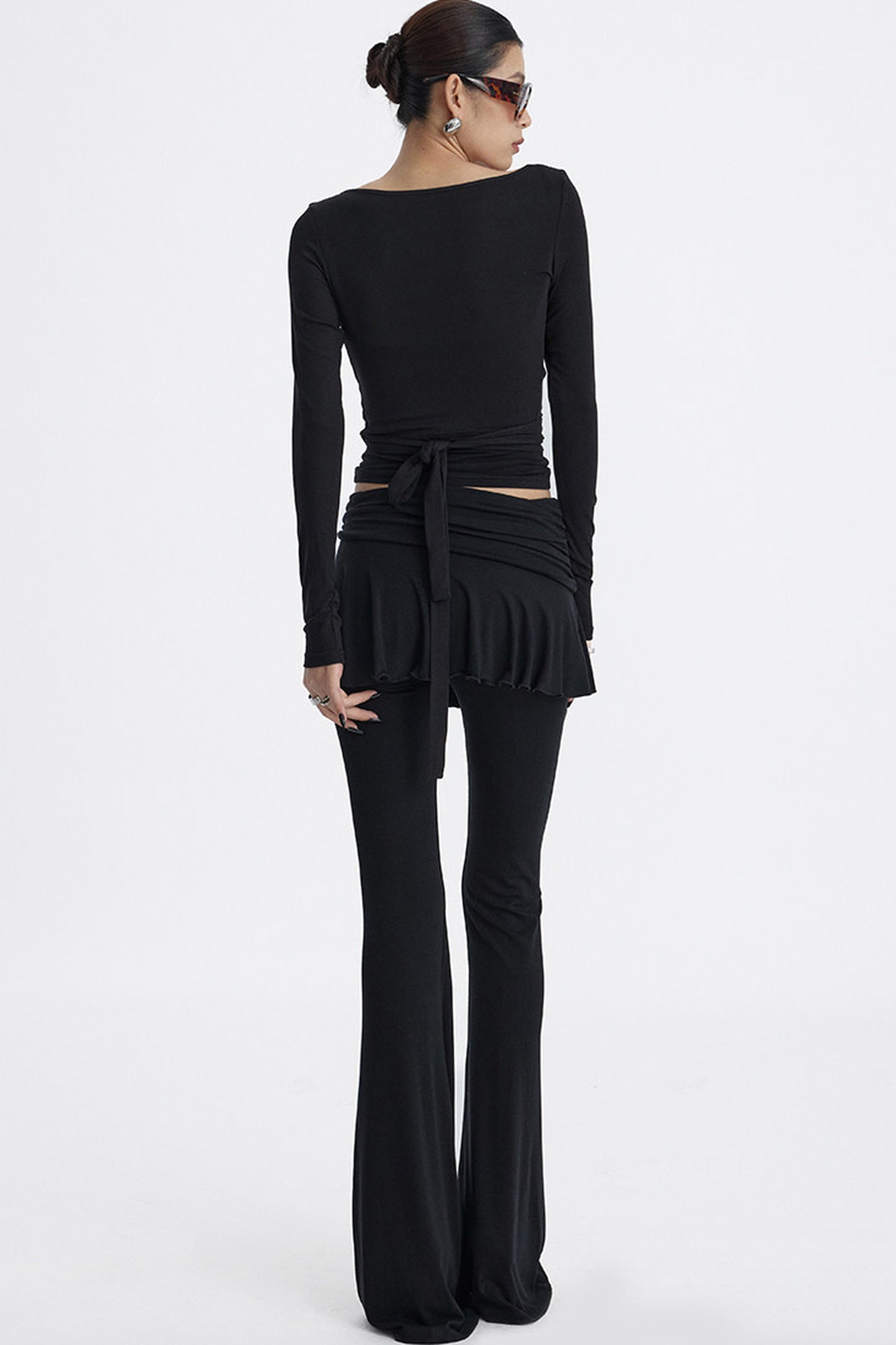 Faux Two-Piece Lyocell Flared Pants Set-Up