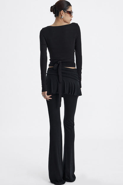 Faux Two-Piece Lyocell Flared Pants Set-Up