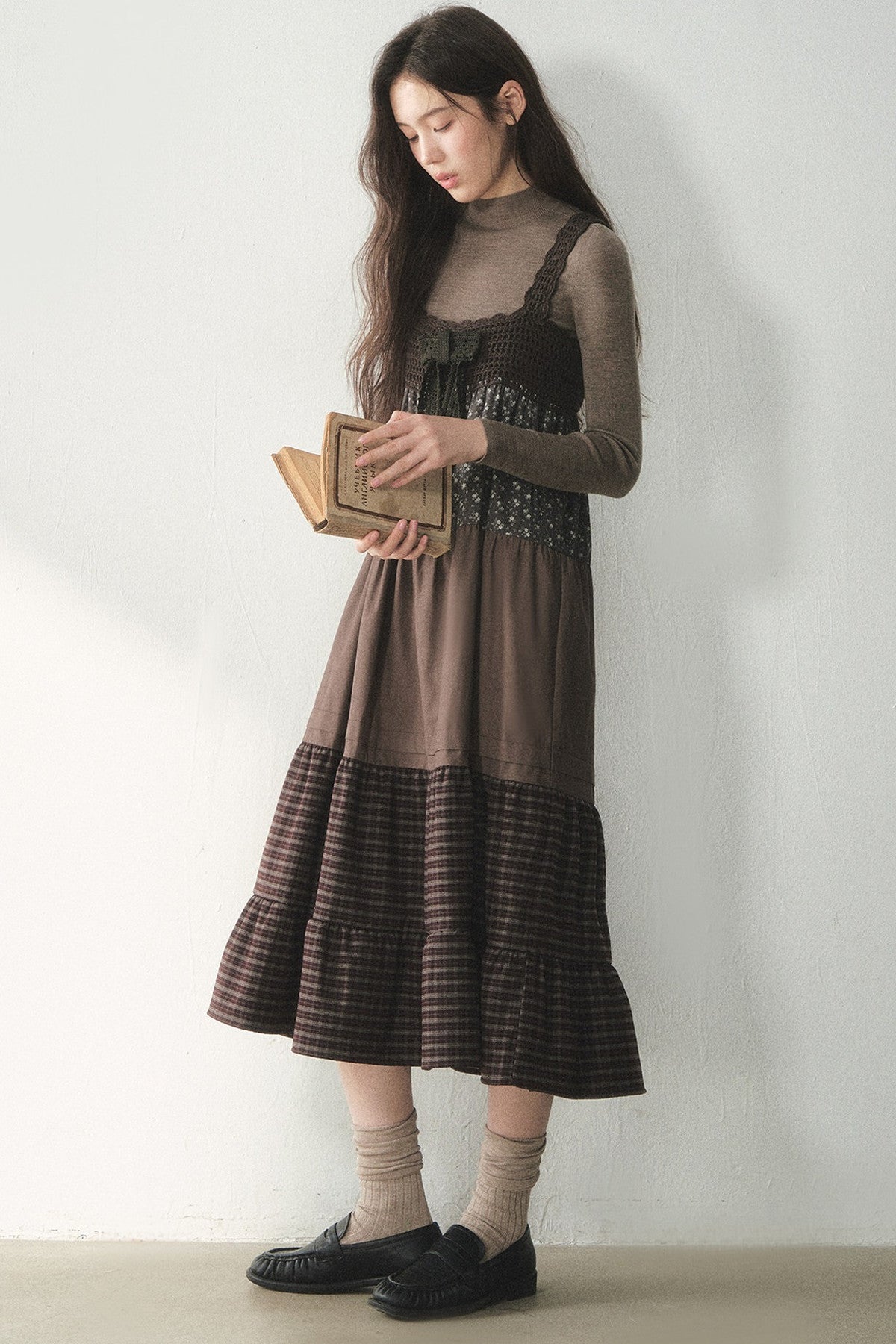 Plaid Floral Patchwork Dress