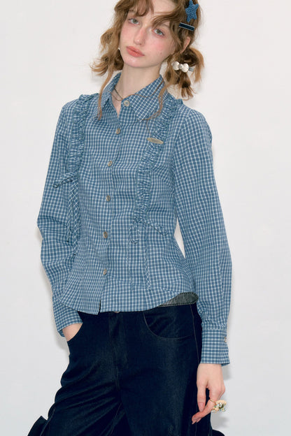 Blue Plaid Long Sleeve Shirt