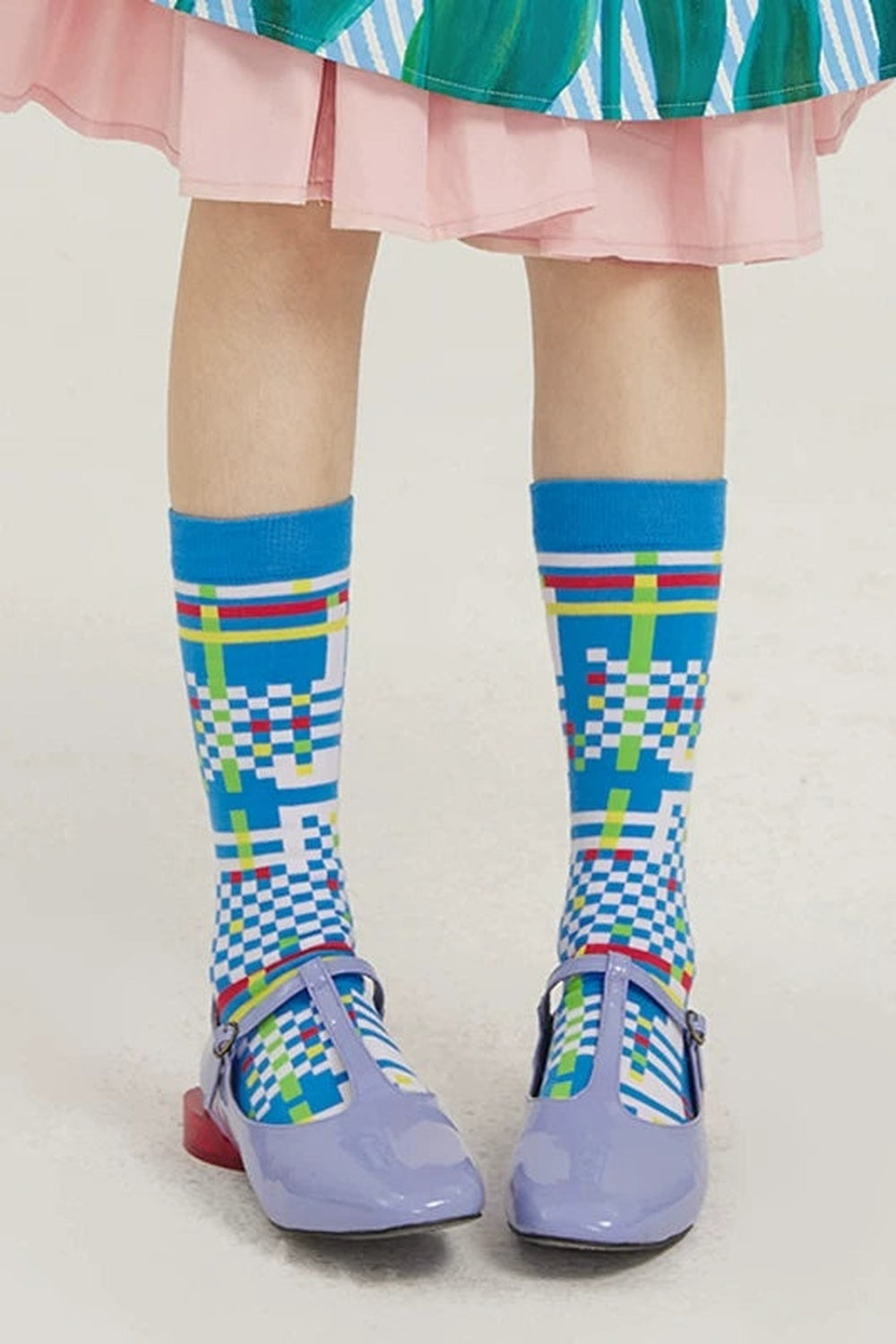 Plaid Heart Cotton Mid-Calf Socks