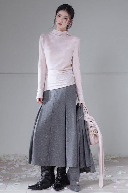 Fine Shimmer Waist-Cinching Base Layer Top and Scarf Set