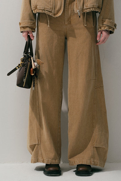 Khaki Straight-Leg Cargo Pants