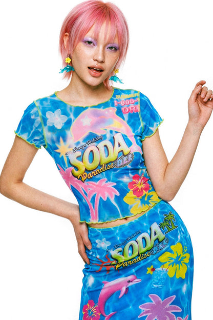Dopamine Mesh Fishtail Skirt Set-Up