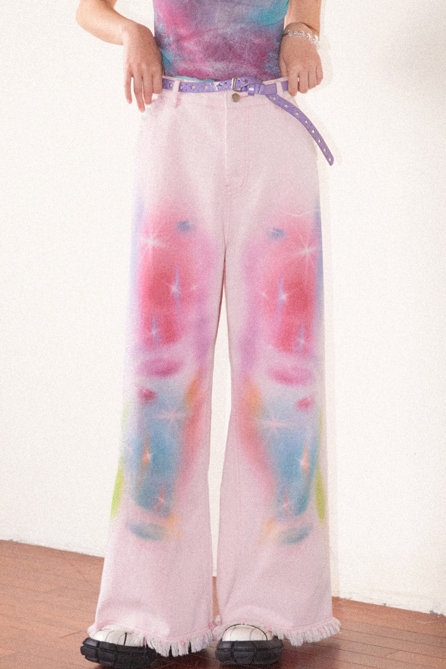 Light Pink Universe Denim Pants