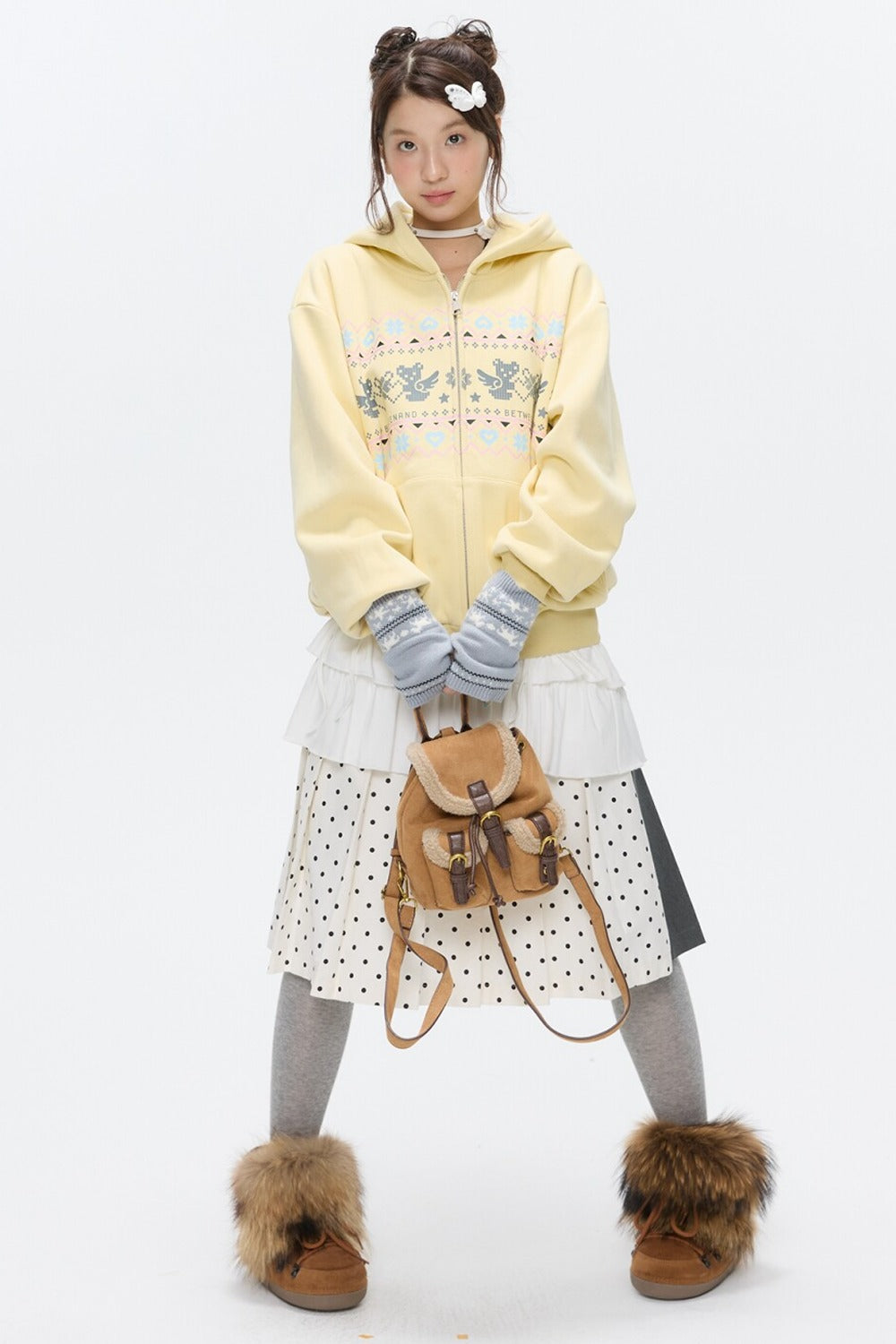 Yellow Bear Fair Isle Hoodie