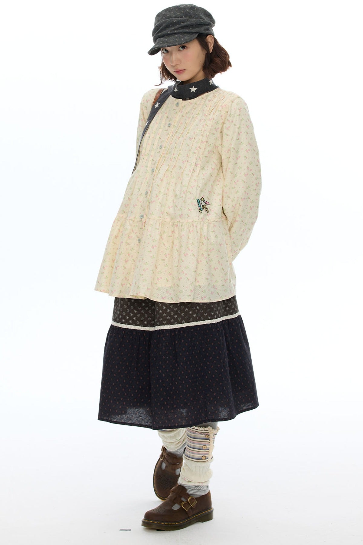 Floral Lantern Sleeve Shirt Dress