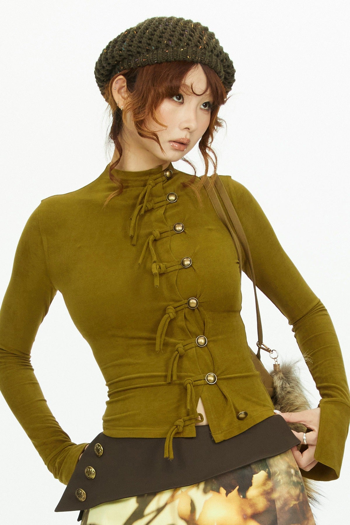 Moss Green Long Sleeve Knit Top