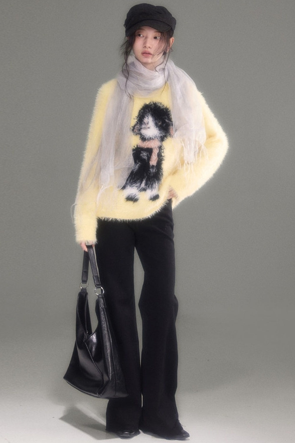 Eared Lamb Faux Mink Pullover Sweater