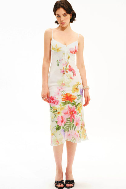 Trägerkleid mit tropischem Blumenprint