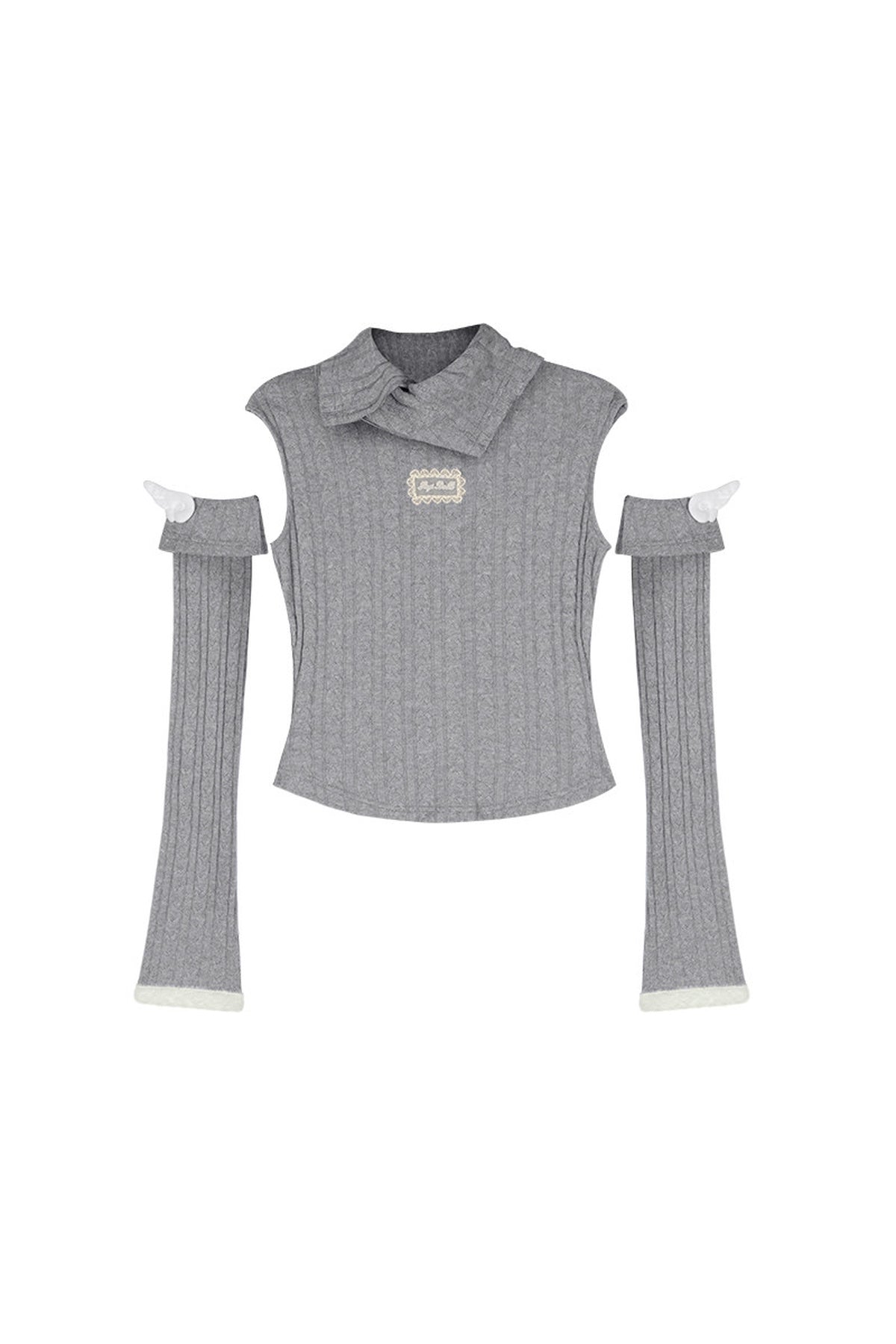 Winged Fold-Over Collar Knit Top