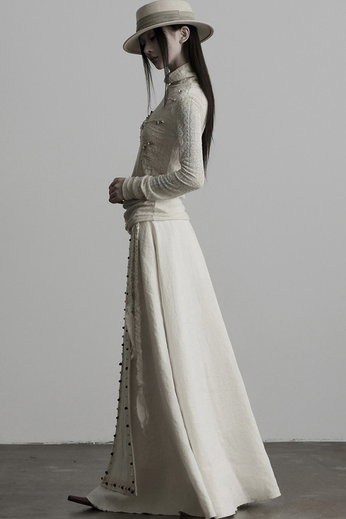 Irregular Lace Patchwork Long-Sleeve T-Shirt