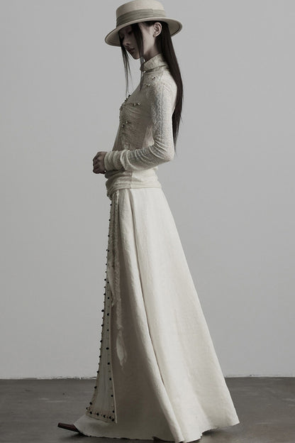 Irregular Lace Patchwork Long-Sleeve T-Shirt