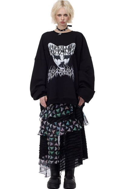 Cat Metal Thorns Heavy Industry Embroidered Blouse