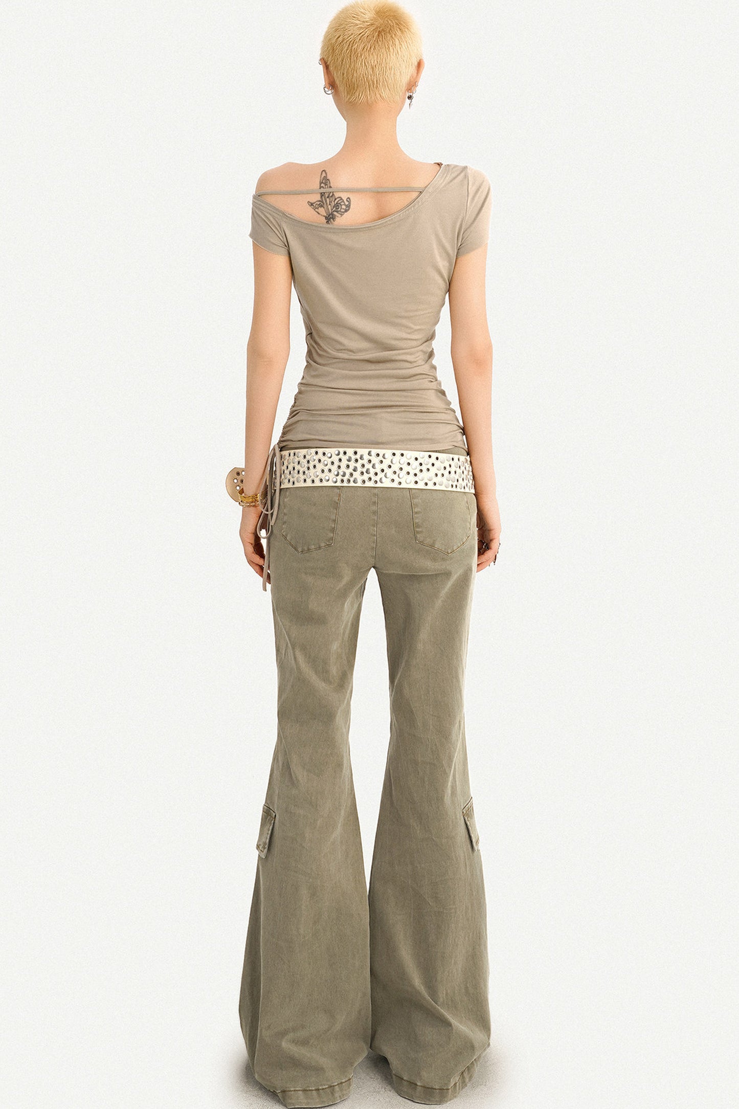 Retro Distressed Flared Denim Pants