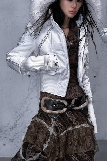 Hooded Fur Collar Parka Outer