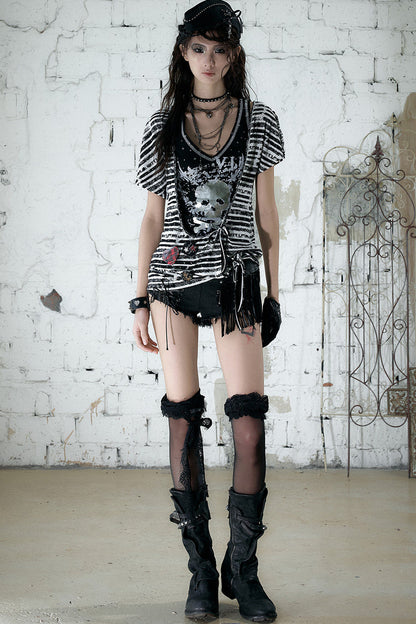 Vintage Asymmetrical Printed Top