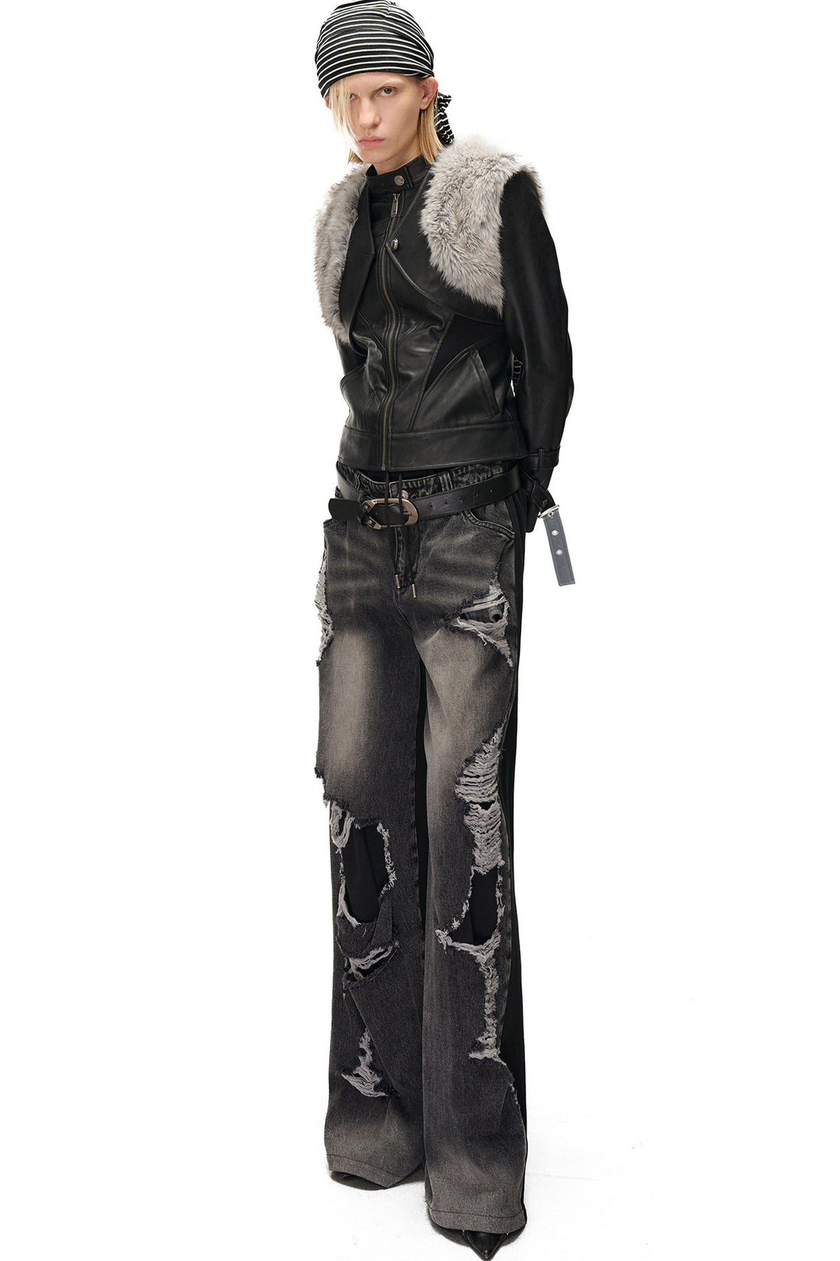 Layered Patchwork Fur Trim Vest