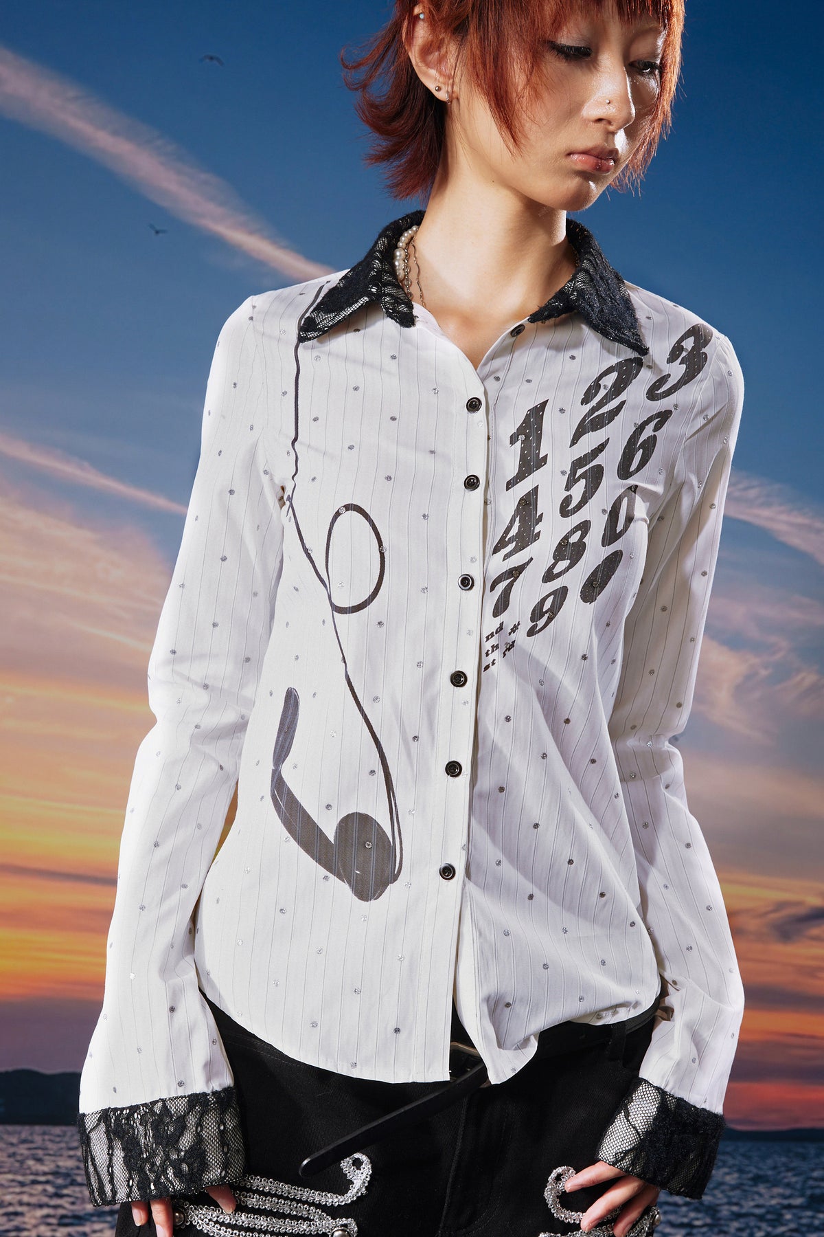 Retro Telephone Lace Shirt