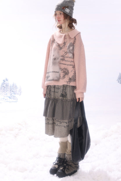 Plaid Letter Print Skirt